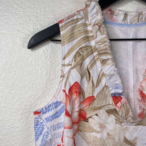 Tommy Bahama Womens Two Palms Ruffle Linen Shift Dress Multicolor Tropical Sz XS - Picture 8 of 16